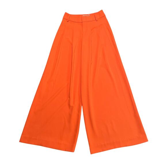 Alice Olivia Pants Womens 2 Orange Wide Leg Flowy Classic High Rise